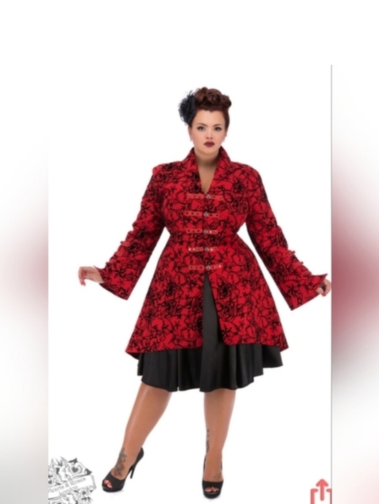 Hearts & Roses Jackets & Blazers - Hearts And Roses Flocked Tattoo Coat With Corset Back, Size 14